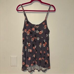 Torrid Gray & Orange Floral Tank Top